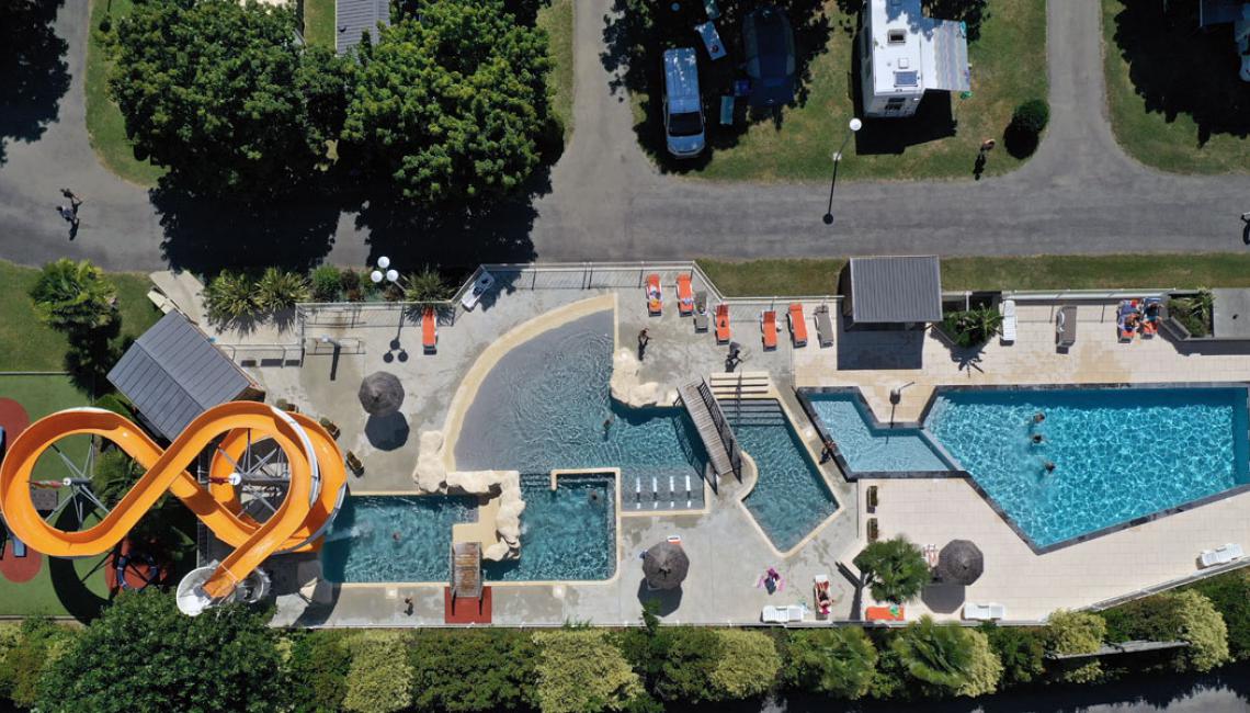 Aerial view of the aquapark at Camping la Bergerie