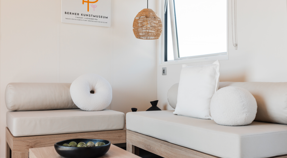 Living room with sofa and dining table